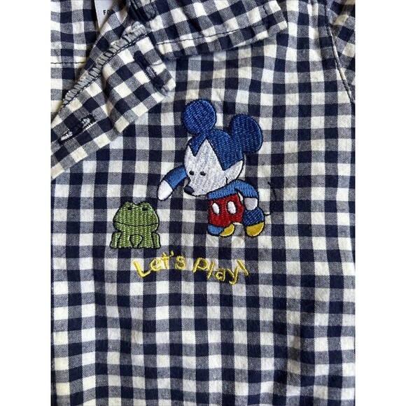 Disney Babies Mickey Mouse Frog Embroidered Boys Button Up Shirt Sz 12 Mo Y2K - Picture 2 of 4